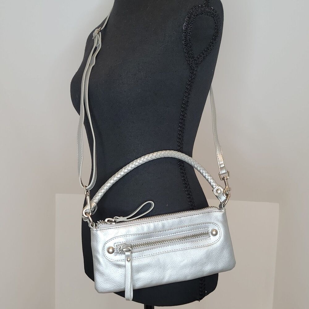Vtg 2010 Target Silver Metallic Convertible Crossbody Bag Mini Purse Braided